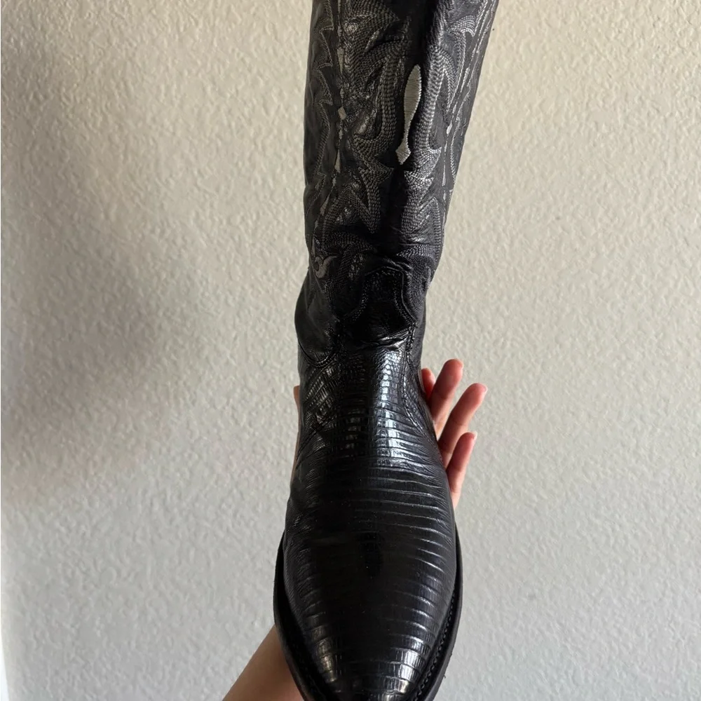 Tony Lama black teju lizard  Cowboy Boots - Picture 2 of 4